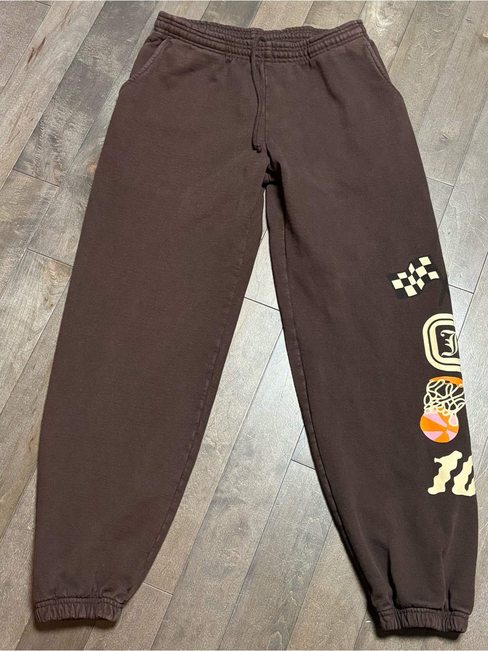 Overtime Hoops Joggers Men’s Medium Brown Graphic Sweatpants Basketball